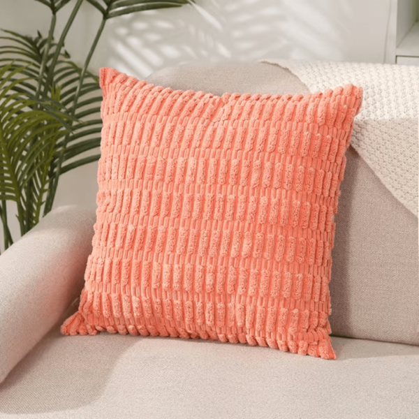 Sierkussenhoes 2 Stuks 45X45 Cm Vertikaal Effen Rib Motief Roze
