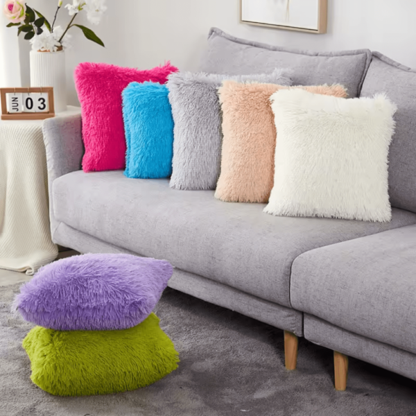 Sierkussenhoes 2 Stuks Langharig Fuzzy Faux Fur Bont Rood 40X40 Cm