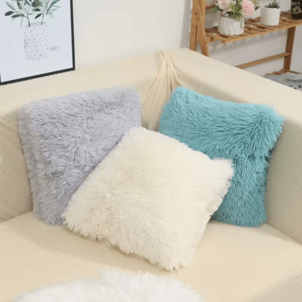 Sierkussenhoes 2 Stuks Langharig Fuzzy Faux Fur Bont Grijs 40X40 Cm