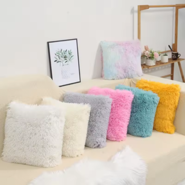 Sierkussenhoes 2 Stuks Langharig Fuzzy Faux Fur Licht Paars 40X40 Cm