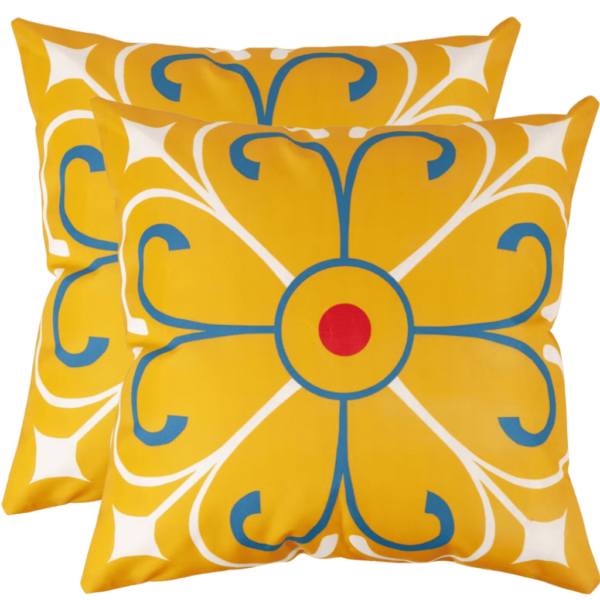 buitenkussen hoes 2stuks 45x45 blauw geel oranje wit design2