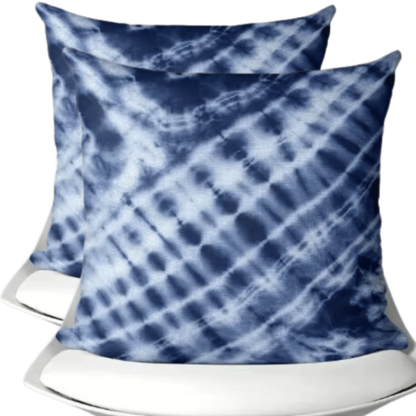 buitenkussen hoes 2stuks blauw-wit design4