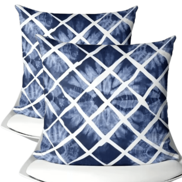 buitenkussen hoes 2stuks blauw-wit design6