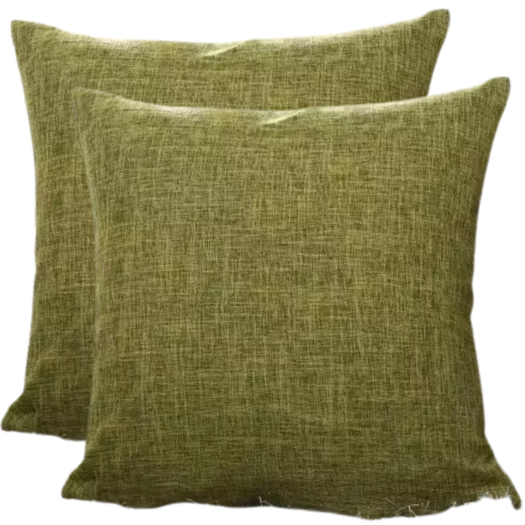 Sierkussenhoes set van 2 Stuks 45x45 Rustig Groen Linnen Look Effen
