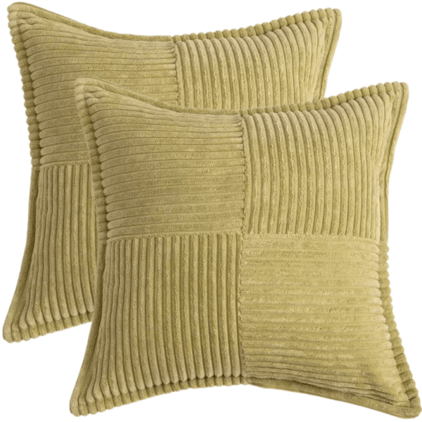 Sierkussenhoes 2 Stuks 45X45 Cm Effen Rib Motief 4 Vlaks Licht Groen