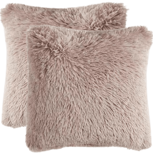 Sierkussenhoes 2 Stuks Langharig Fuzzy Faux Fur Beige Bruin 40X40 Cm