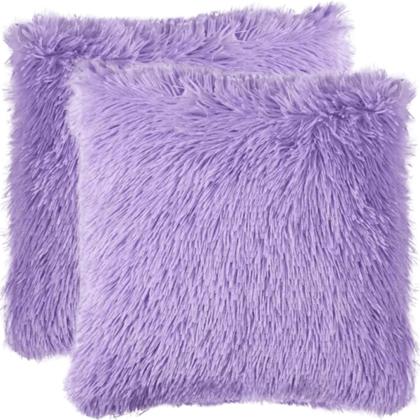 Sierkussenhoes 2 Stuks Langharig Fuzzy Faux Fur Licht Paars 40X40 Cm